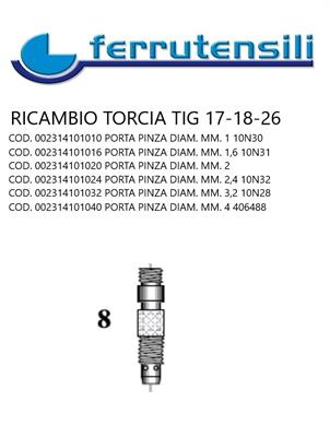 PORTA PINZA TIG 17-18-26 MM.1,0 10N30