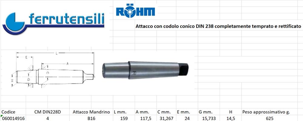 ATTACCO MANDRINO CM4 B16 DIN 238