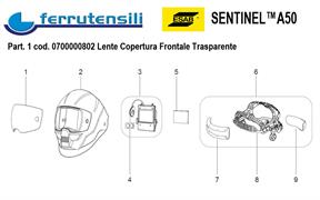 LENTE COPERTURA FRONTALE TRASPARENTE SENTINEL A50