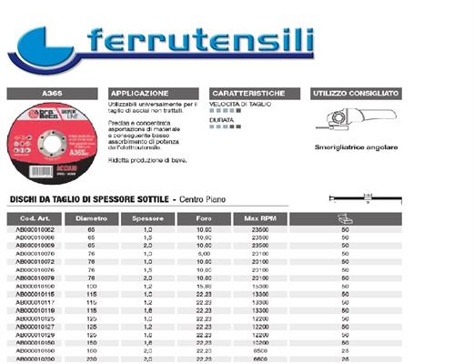 180X2,0 DISCO DA TAGLIO PIANO ABRA BETA  SILVER A36S