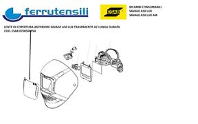 LENTE ANTERIORE SAVAGE A50 LUX ESAB TRASPARENTE HC L.DURATA