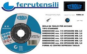 230x3x22-42 C.D. TAGLIO TYROLIT STANDARD ACCIAIO A30S-BF