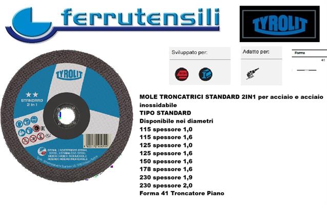 115x1x22-41F DISCO TAGLIO TYROLIT STANDARD 2in1 A60Q-BFS