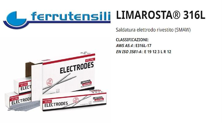 LIMAROSTA E316L-17 ELETTRODO LINCOLN  DIAM. MM. 3,2X350