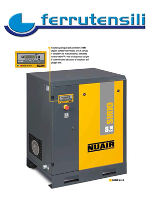 COMPRESSORE NUAIR SIRIO 8-10 A VITE TRASM. A CINGHIA HP10